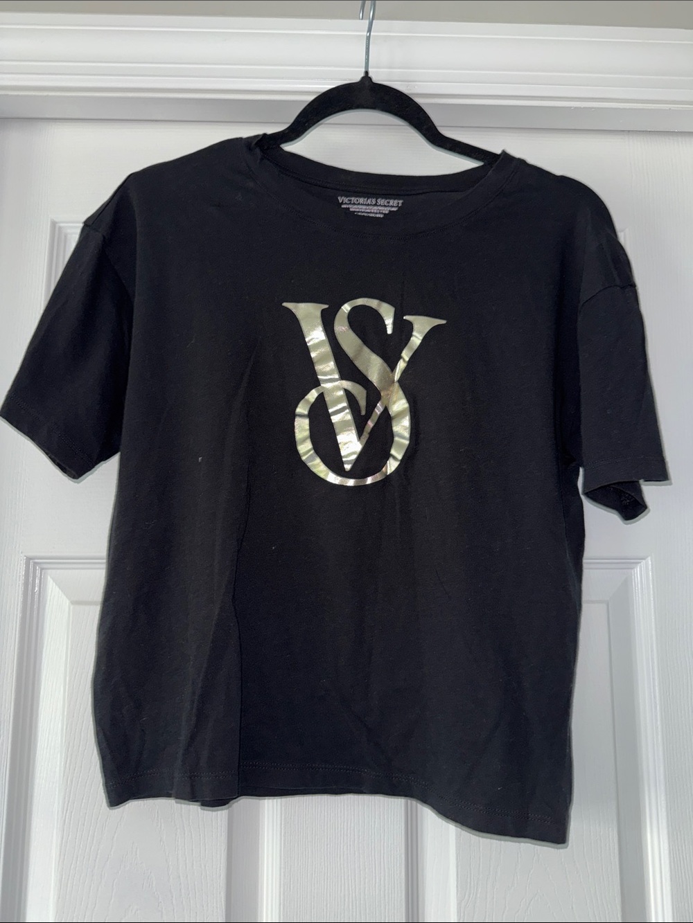 Lot of 3 Victoria's Secret Black Logo Tee with Metallic Monogram
